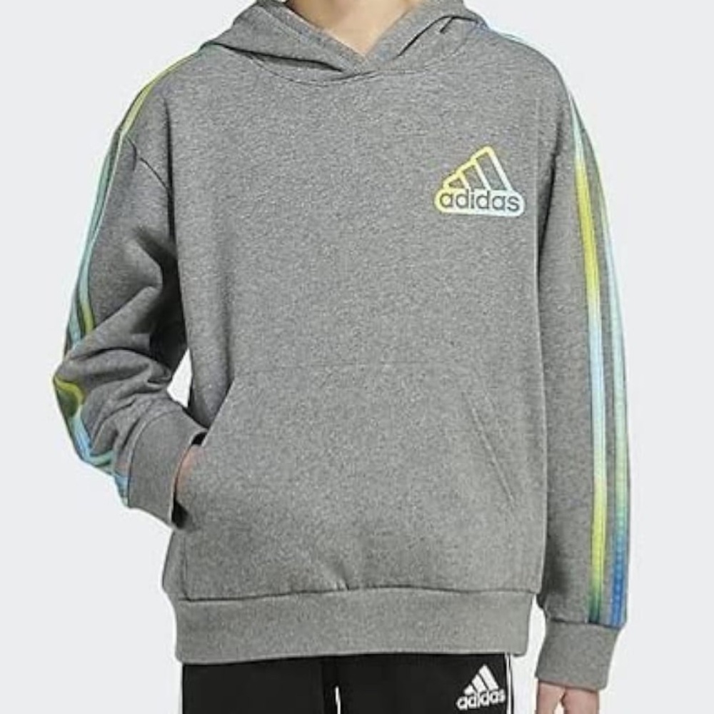 ADDIDAS Logo Gray Hoodie-Size Extra Large